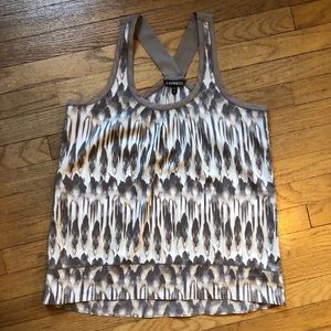 Express Blouse Tank Watercolor Cream White Brown S